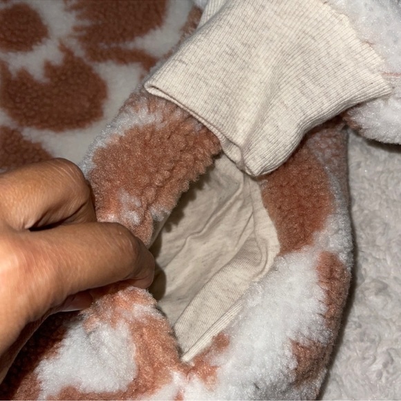 FREE PEOPLE WE THE FREE Canyon Moon Cardi Coat Teddy Oversize Ivory zip up Sz M - Picture 9 of 12